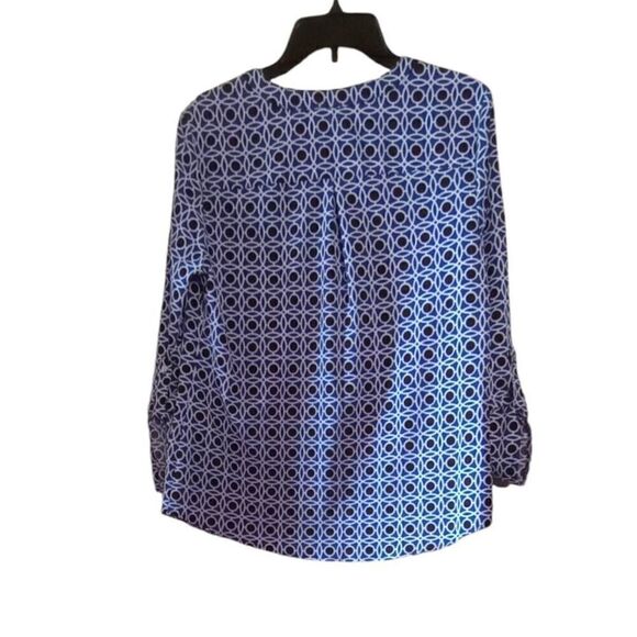 Blue and black button down blouse by notations - Picture 2 of 5